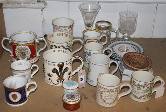 Group of Royal commemorative ceramics and glass etc